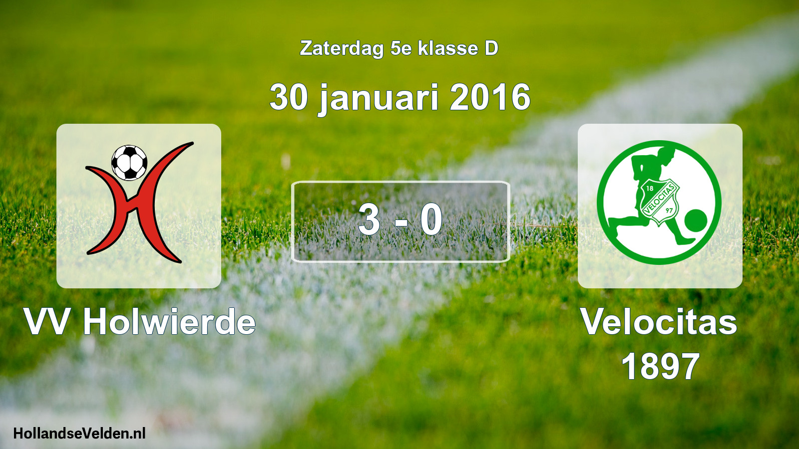 Total number of matches played: VV Holwierde - Velocitas 1897 3 - 0 (30 January 2016)