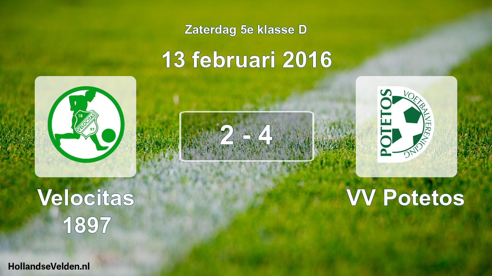 Total number of matches played: Velocitas 1897 - VV Potetos 2 - 4 (13 February 2016)