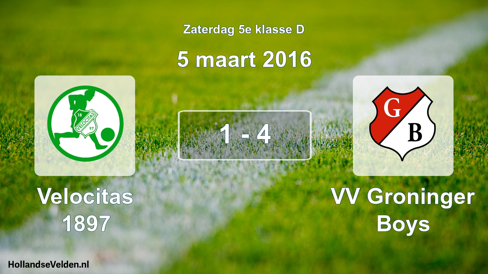 Total number of matches played: Velocitas 1897 - VV Groninger Boys 1 - 4 (5 March 2016)