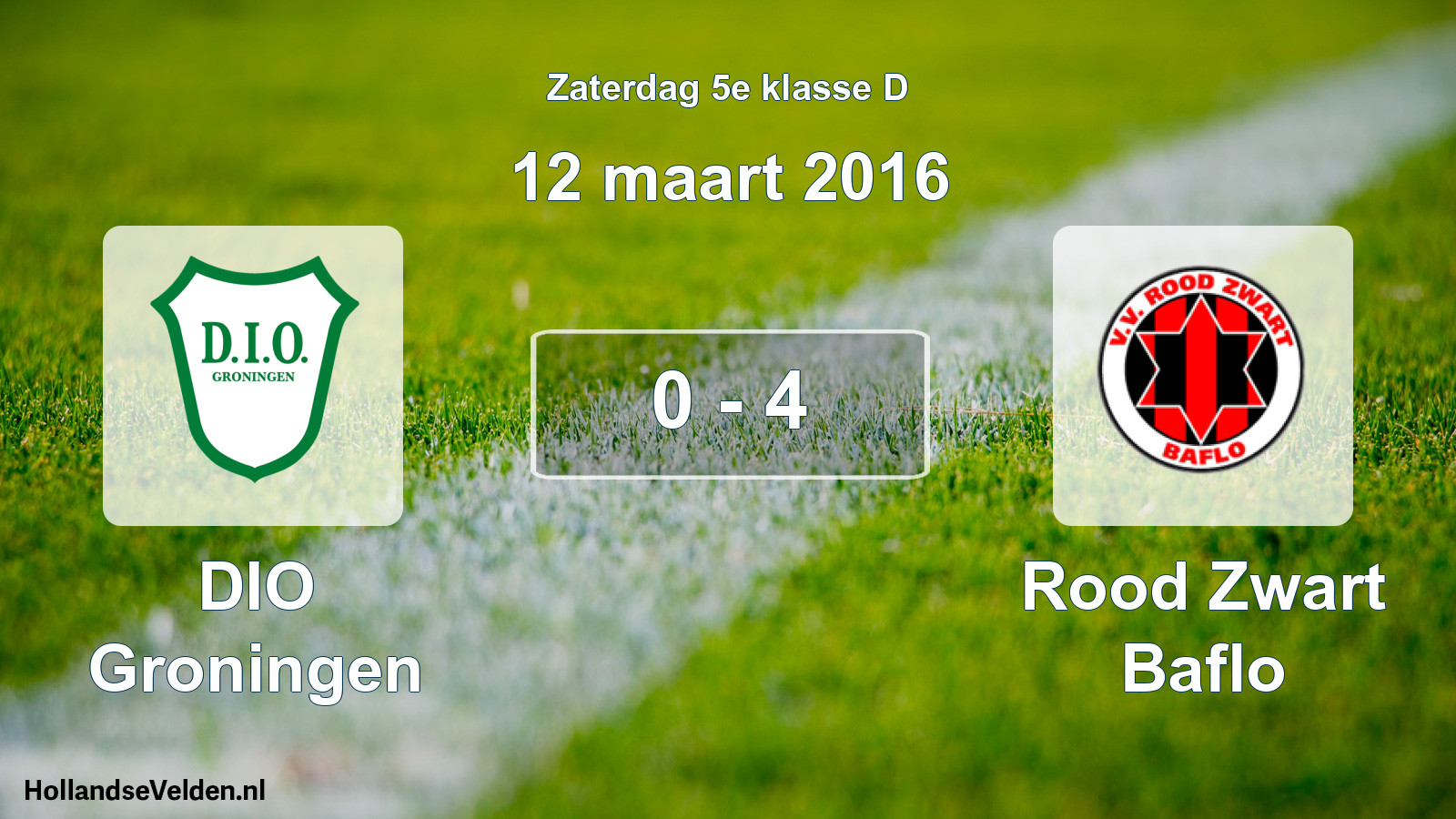 Total number of matches played: DIO Groningen - Rood Zwart Baflo 0 - 4 (12 March 2016)