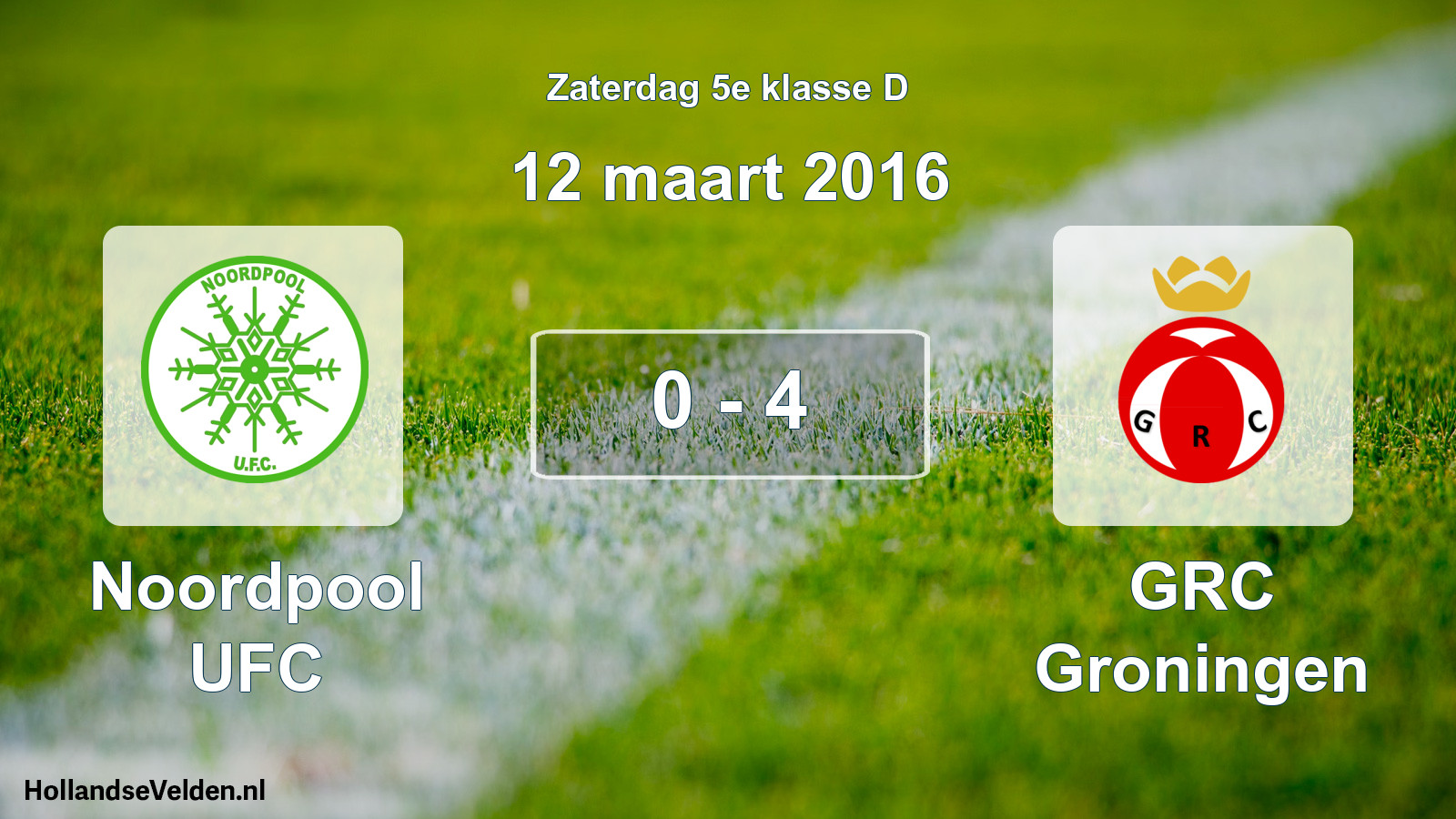Total number of matches played: Noordpool UFC - GRC Groningen 0 - 4 (12 March 2016)