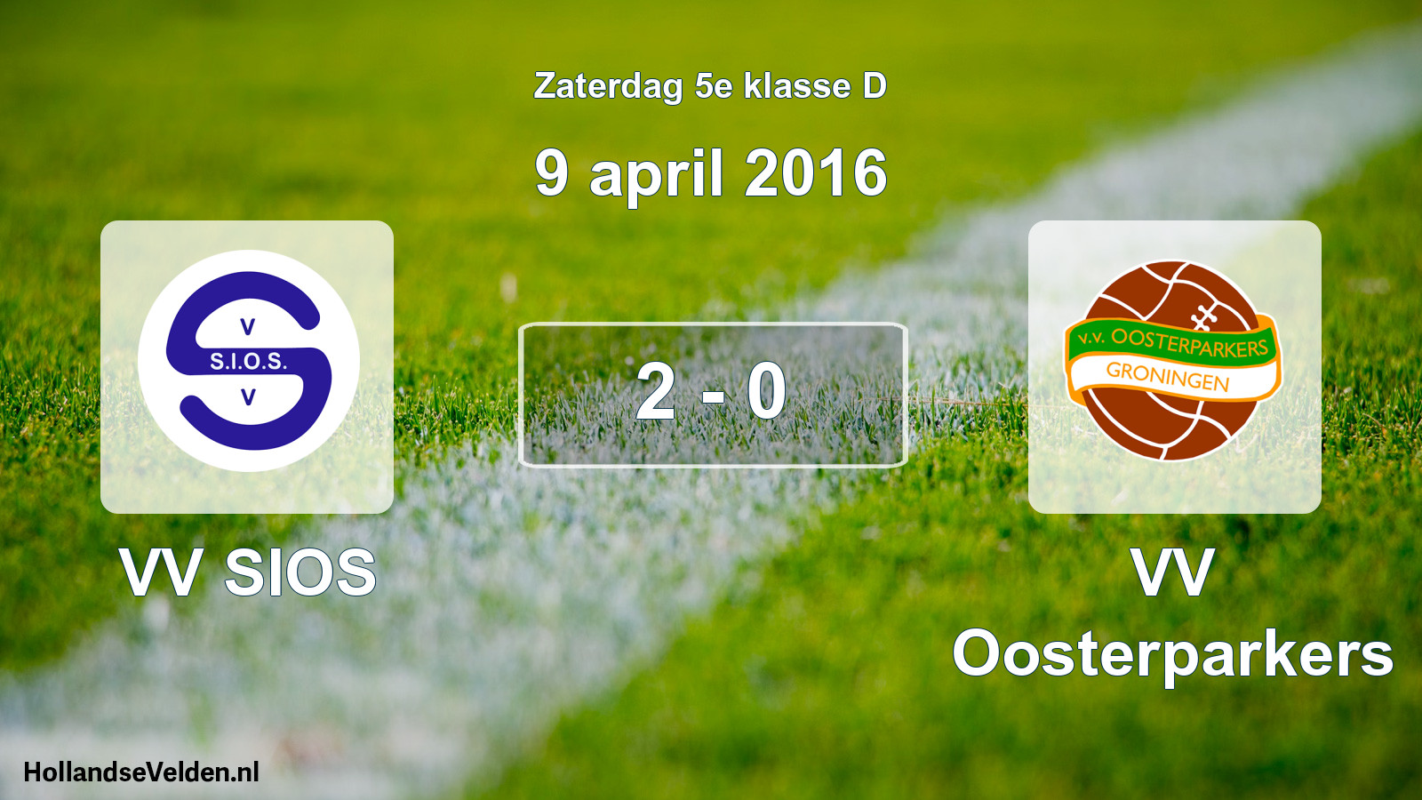 Total number of matches played: VV SIOS - VV Oosterparkers 2 - 0 (9 April 2016)