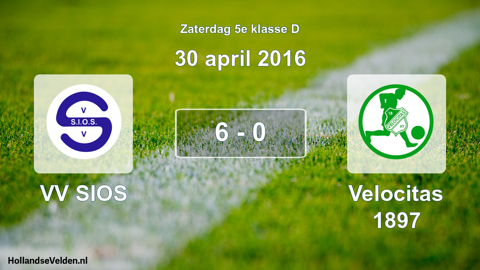 Total number of matches played: VV SIOS - Velocitas 1897 6 - 0 (30 April 2016)