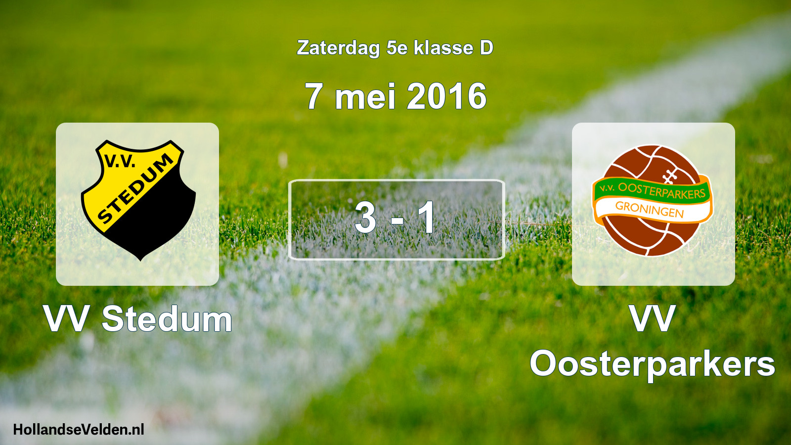 Total number of matches played: VV Stedum - VV Oosterparkers 3 - 1 (7 May 2016)