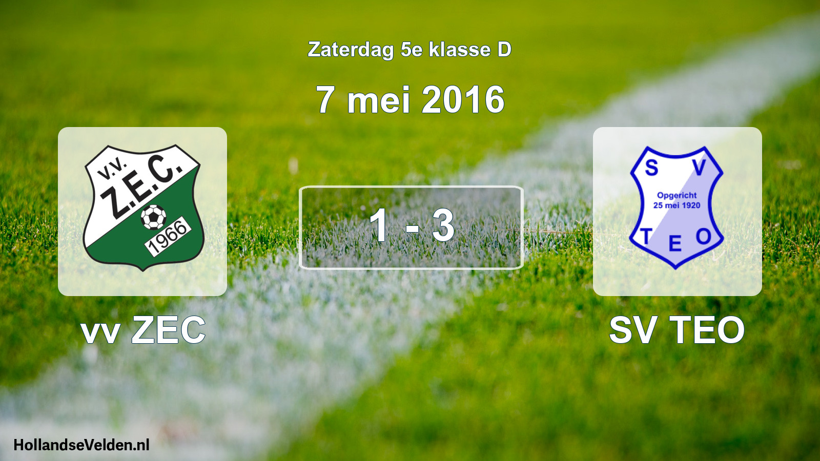 Total number of matches played: vv ZEC - SV TEO 1 - 3 (7 May 2016)
