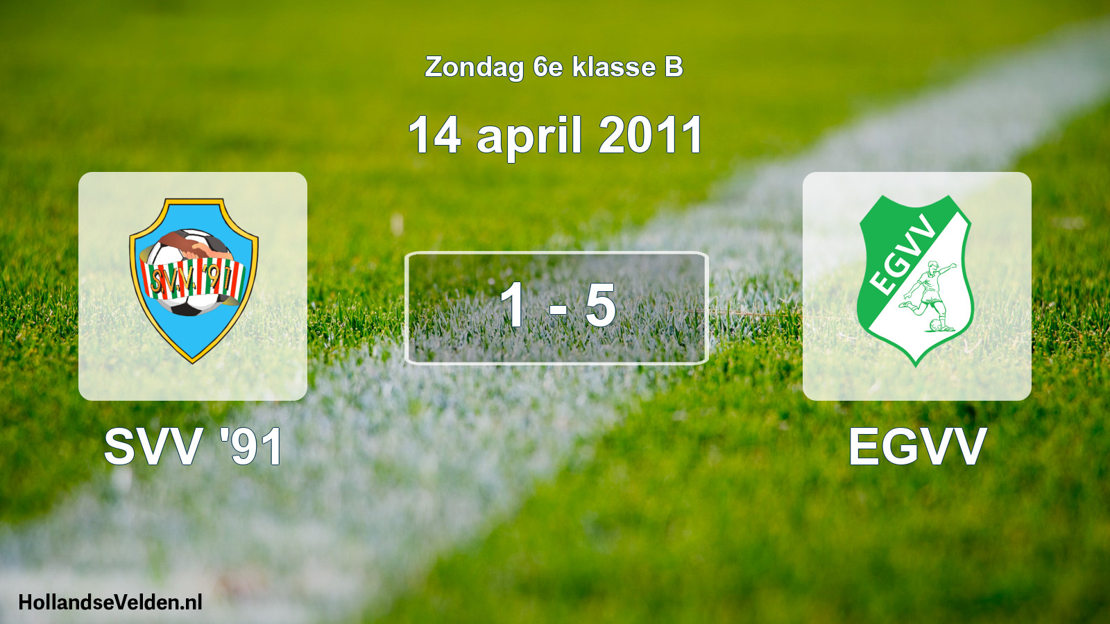 Total number of matches played: SVV '91 - EGVV 1 - 5 (14 April 2011)
