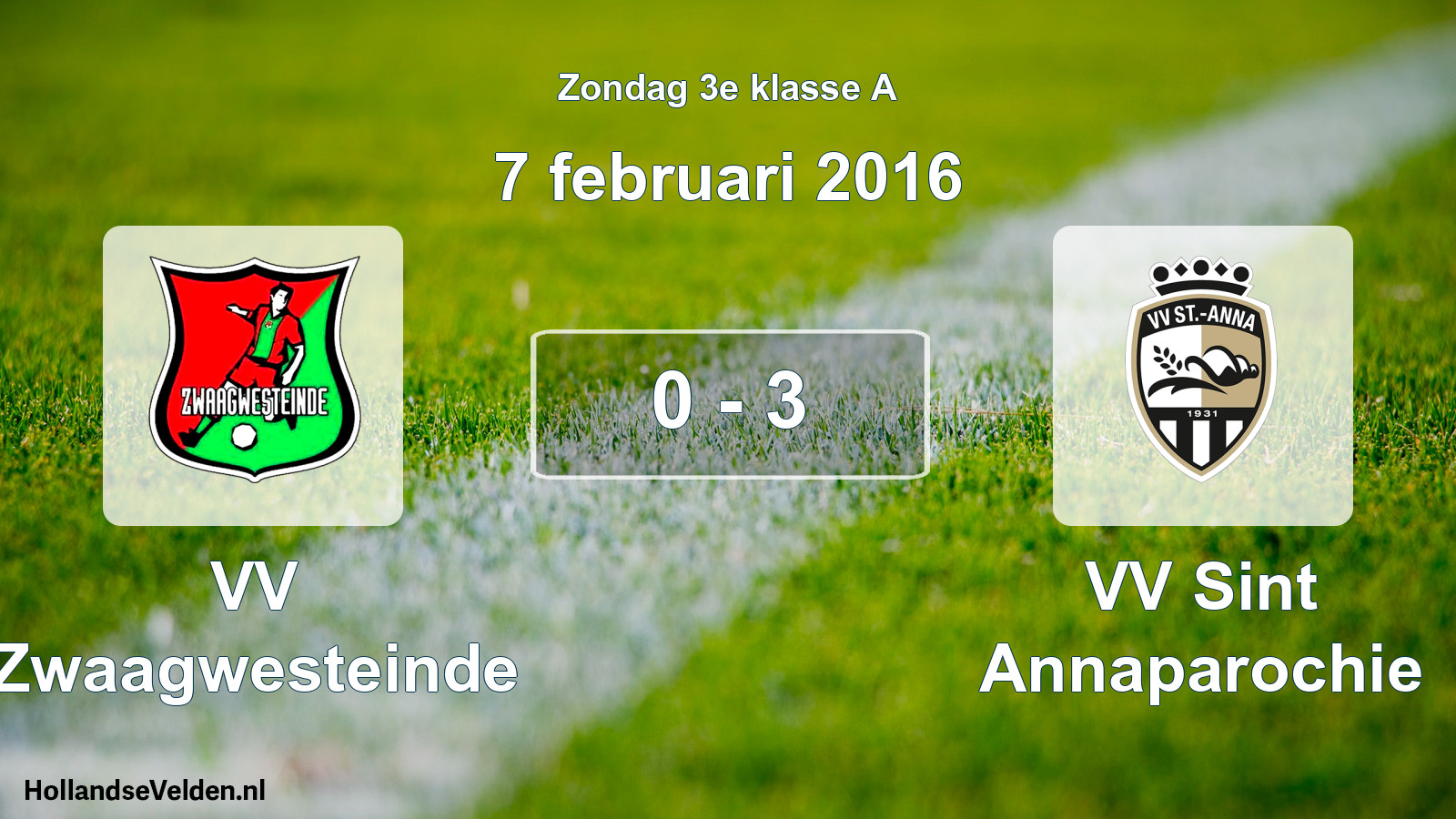 Total number of matches played: VV Zwaagwesteinde - VV Sint Annaparochie 0 - 3 (7 February 2016)