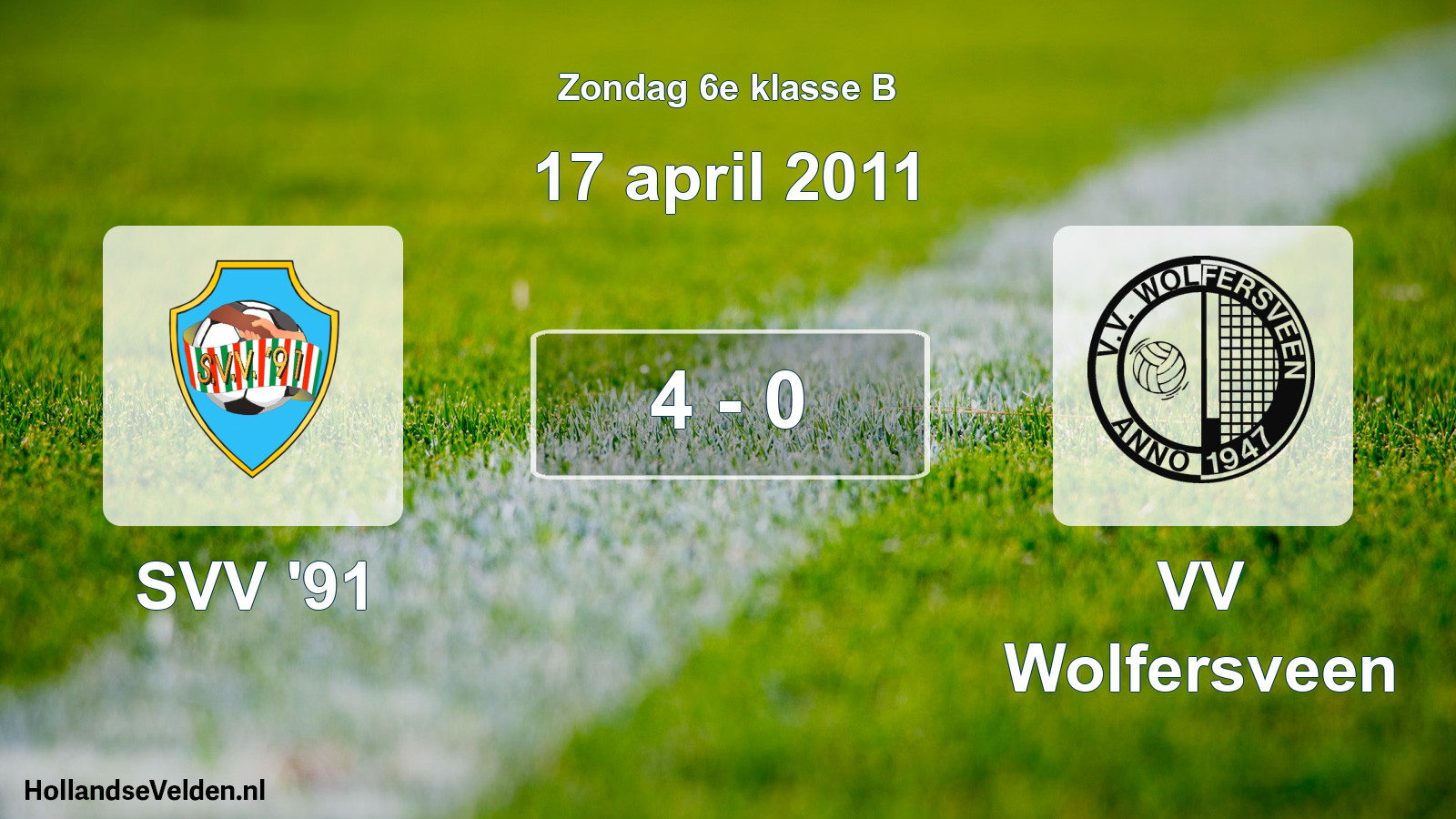 Total number of matches played: SVV '91 - VV Wolfersveen 4 - 0 (17 April 2011)