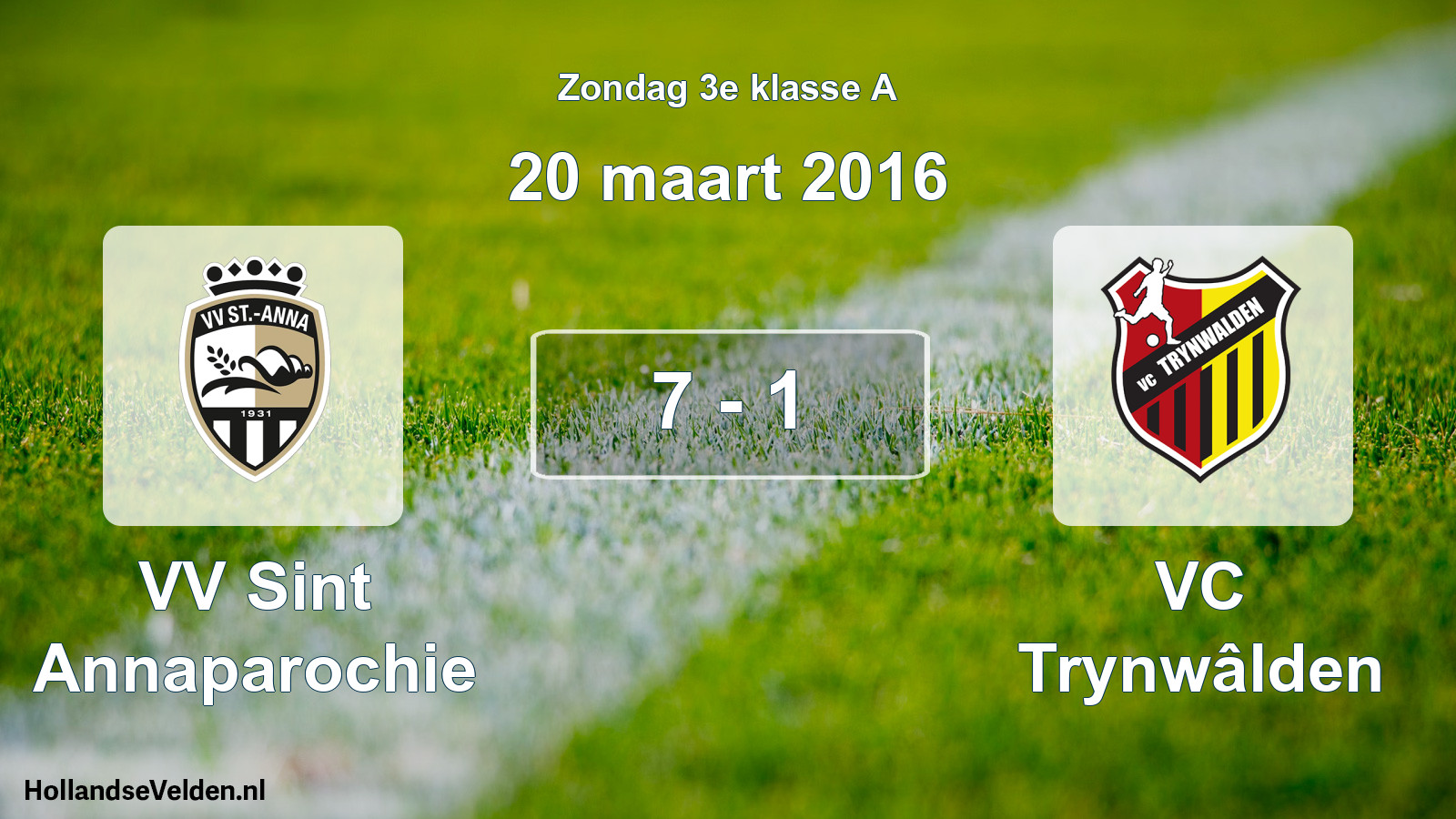 Total number of matches played: VV Sint Annaparochie - VC Trynwâlden 7 - 1 (20 March 2016)