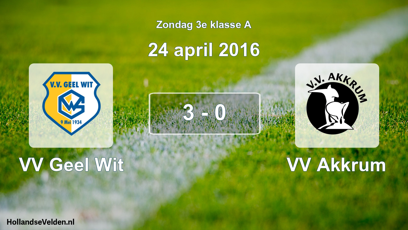 Total number of matches played: VV Geel Wit - VV Akkrum 3 - 0 (24 April 2016)