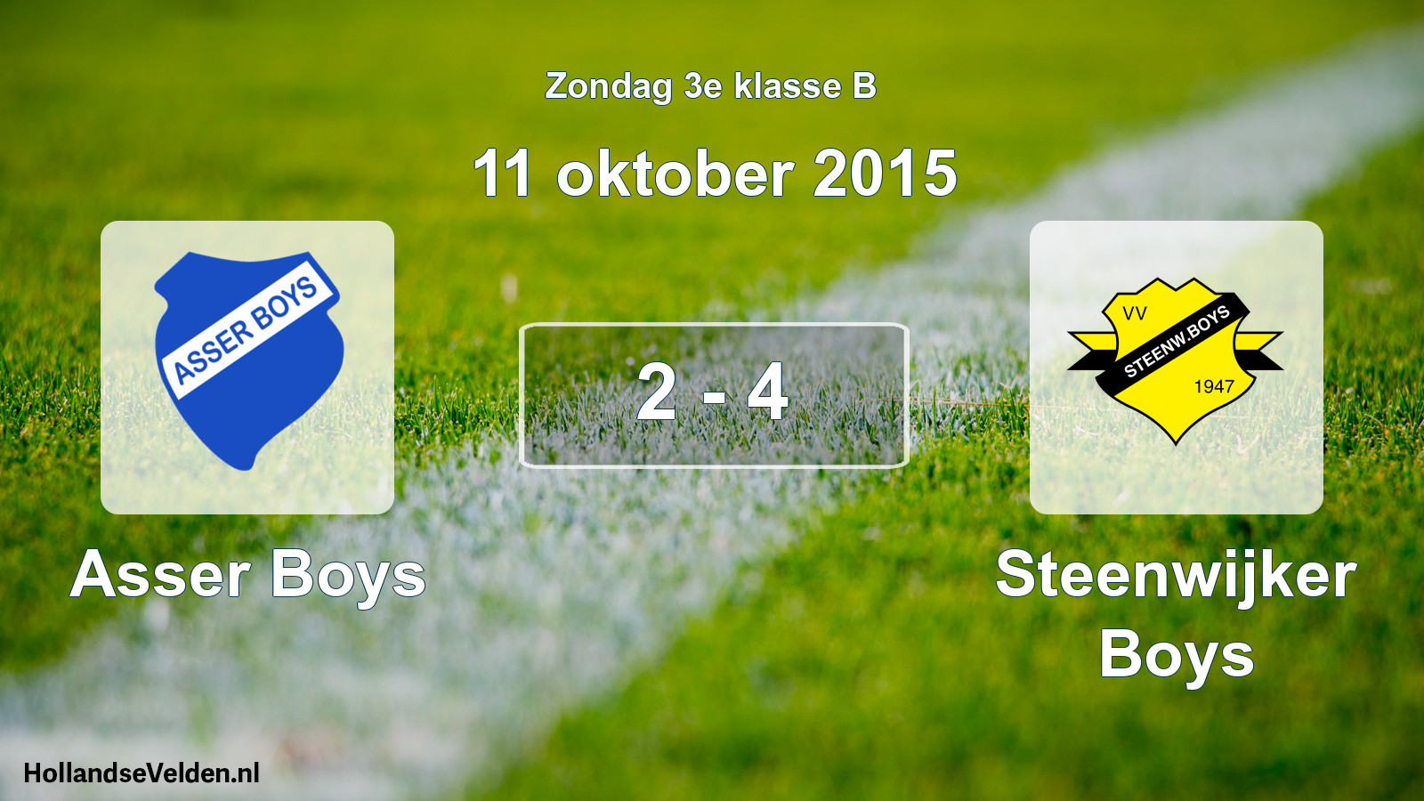 Total number of matches played: Asser Boys - Steenwijker Boys 2 - 4 (11 October 2015)