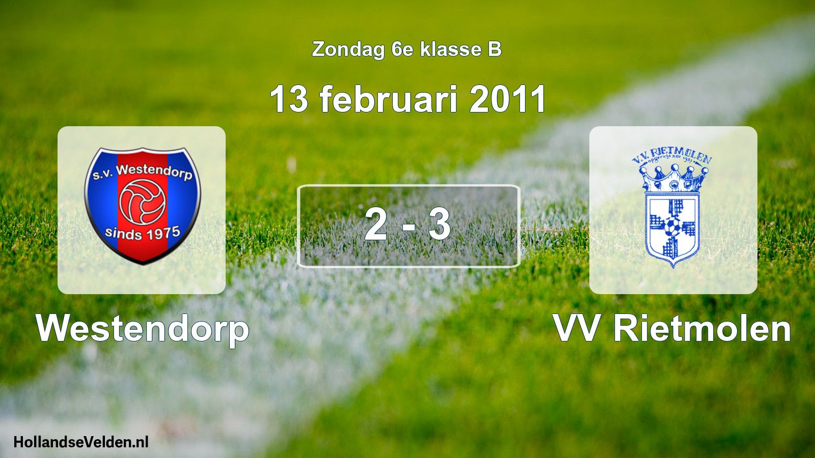 Total number of matches played: Westendorp - VV Rietmolen 2 - 3 (13 February 2011)