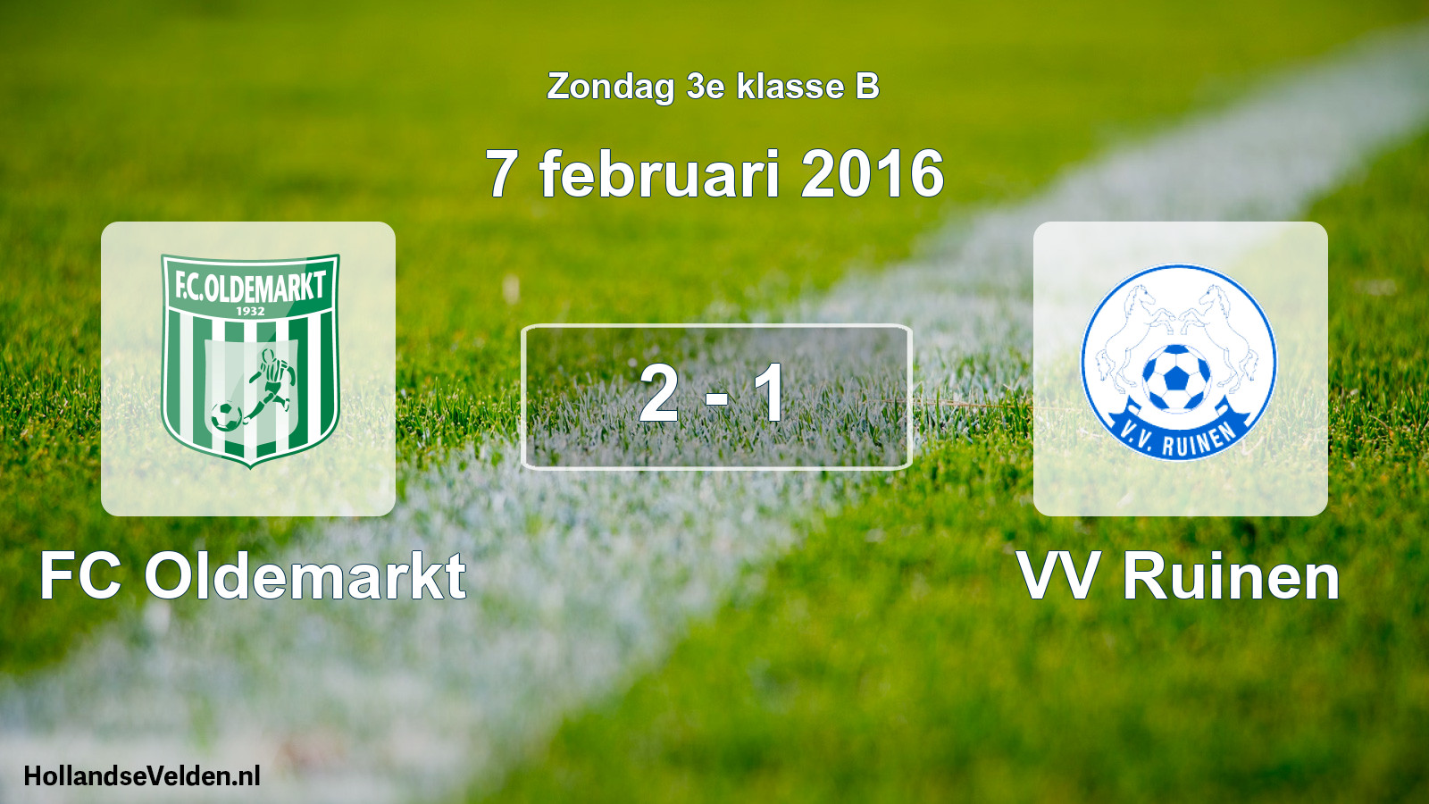 Total number of matches played: FC Oldemarkt - VV Ruinen 2 - 1 (7 February 2016)
