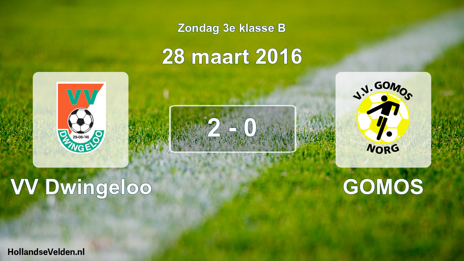 Total number of matches played: VV Dwingeloo - GOMOS 2 - 0 (28 March 2016)