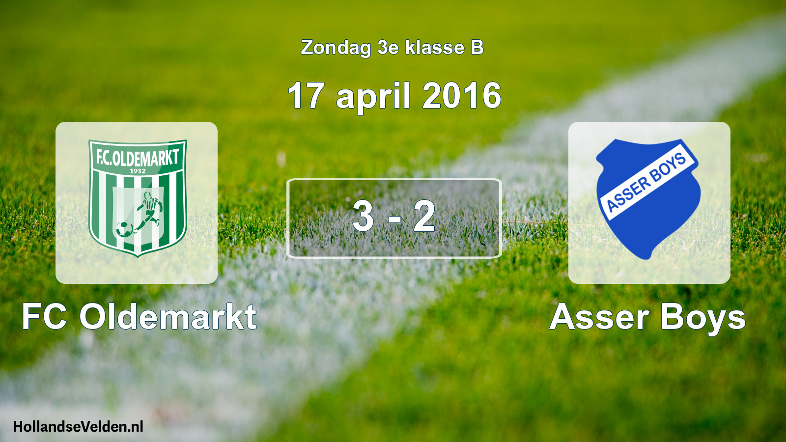 Total number of matches played: FC Oldemarkt - Asser Boys 3 - 2 (17 April 2016)