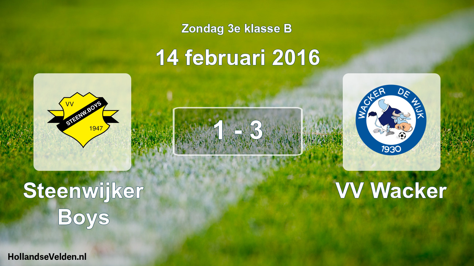 Total number of matches played: Steenwijker Boys - VV Wacker 1 - 3 (14 February 2016)