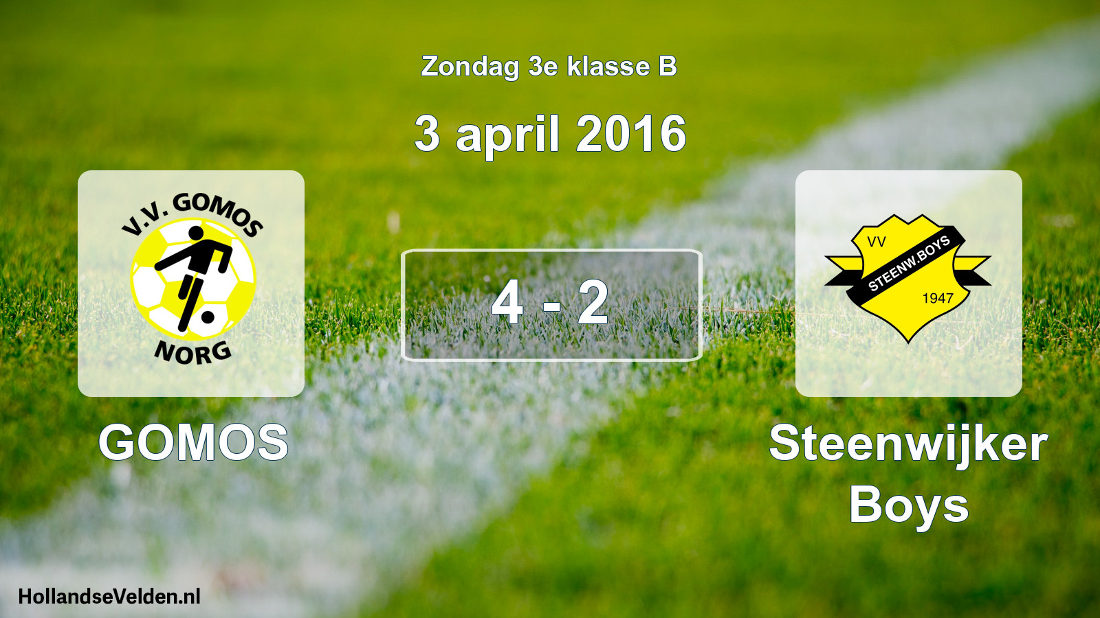 Total number of matches played: GOMOS - Steenwijker Boys 4 - 2 (3 April 2016)