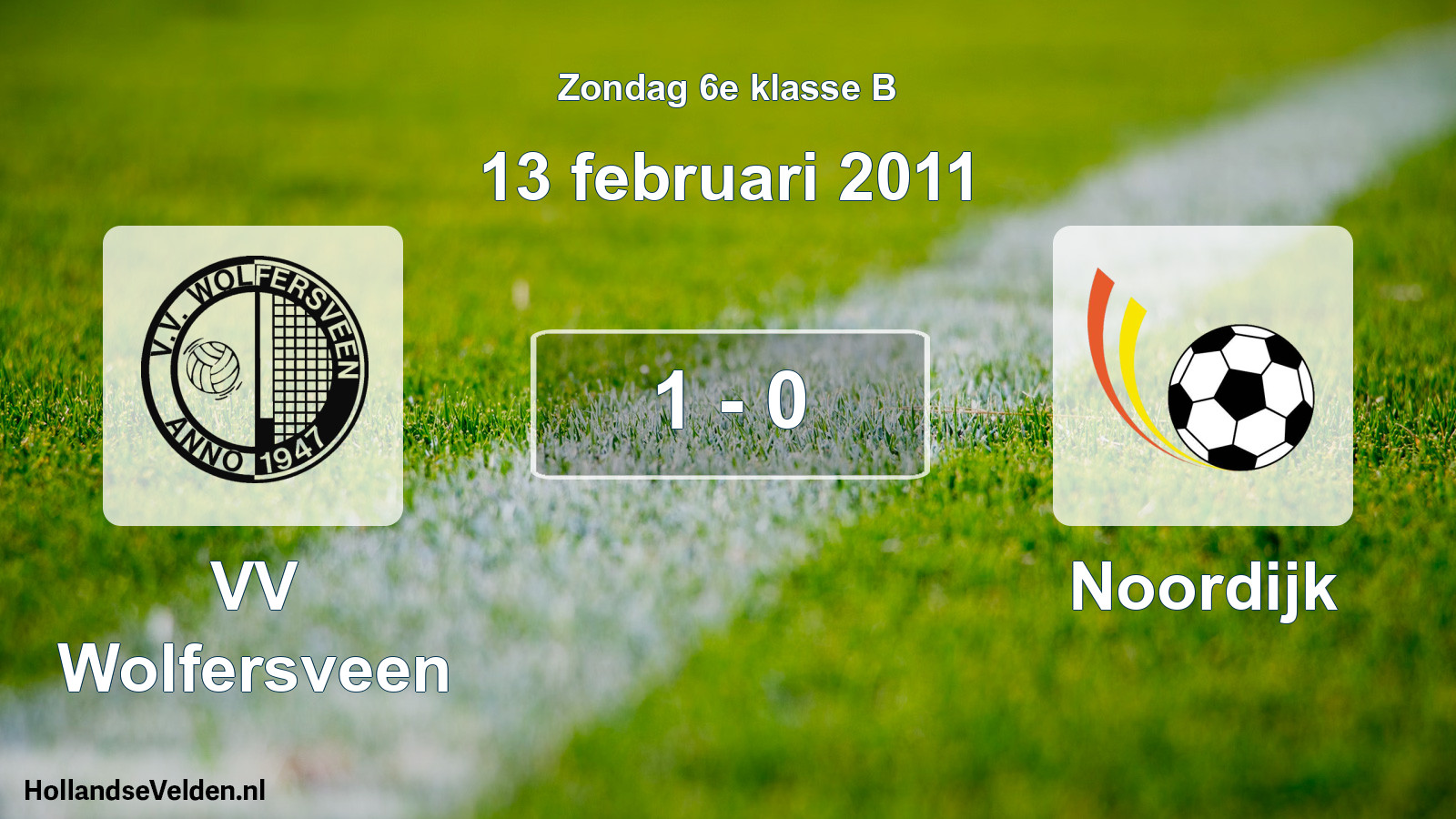 Total number of matches played: VV Wolfersveen - Noordijk 1 - 0 (13 February 2011)