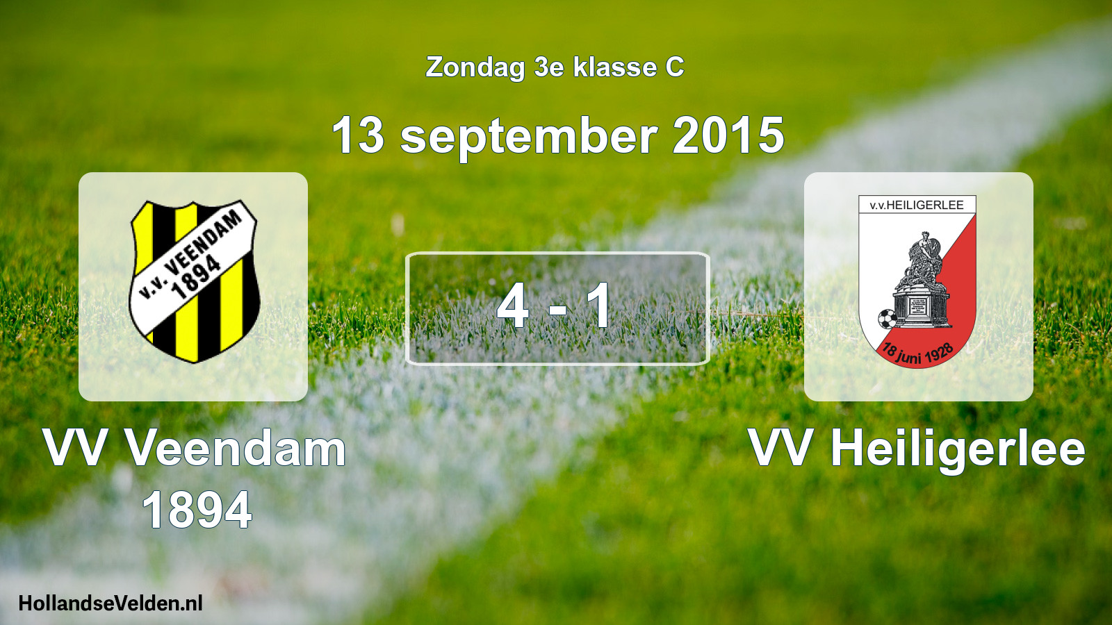 Total number of matches played: VV Veendam 1894 - VV Heiligerlee 4 - 1 (13 September 2015)