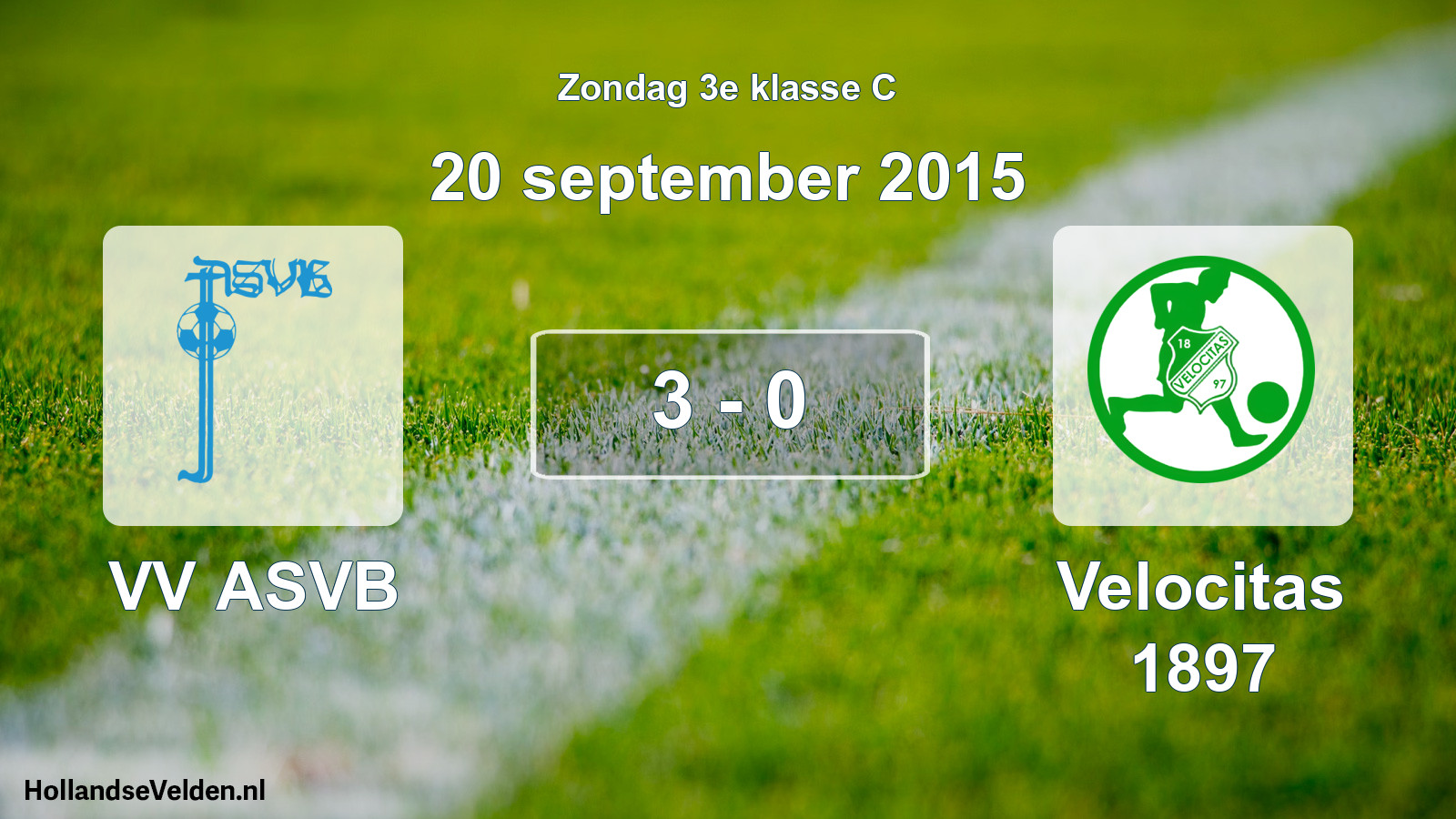 Total number of matches played: VV ASVB - Velocitas 1897 3 - 0 (20 September 2015)