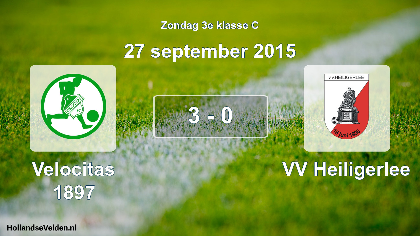 Total number of matches played: Velocitas 1897 - VV Heiligerlee 3 - 0 (27 September 2015)
