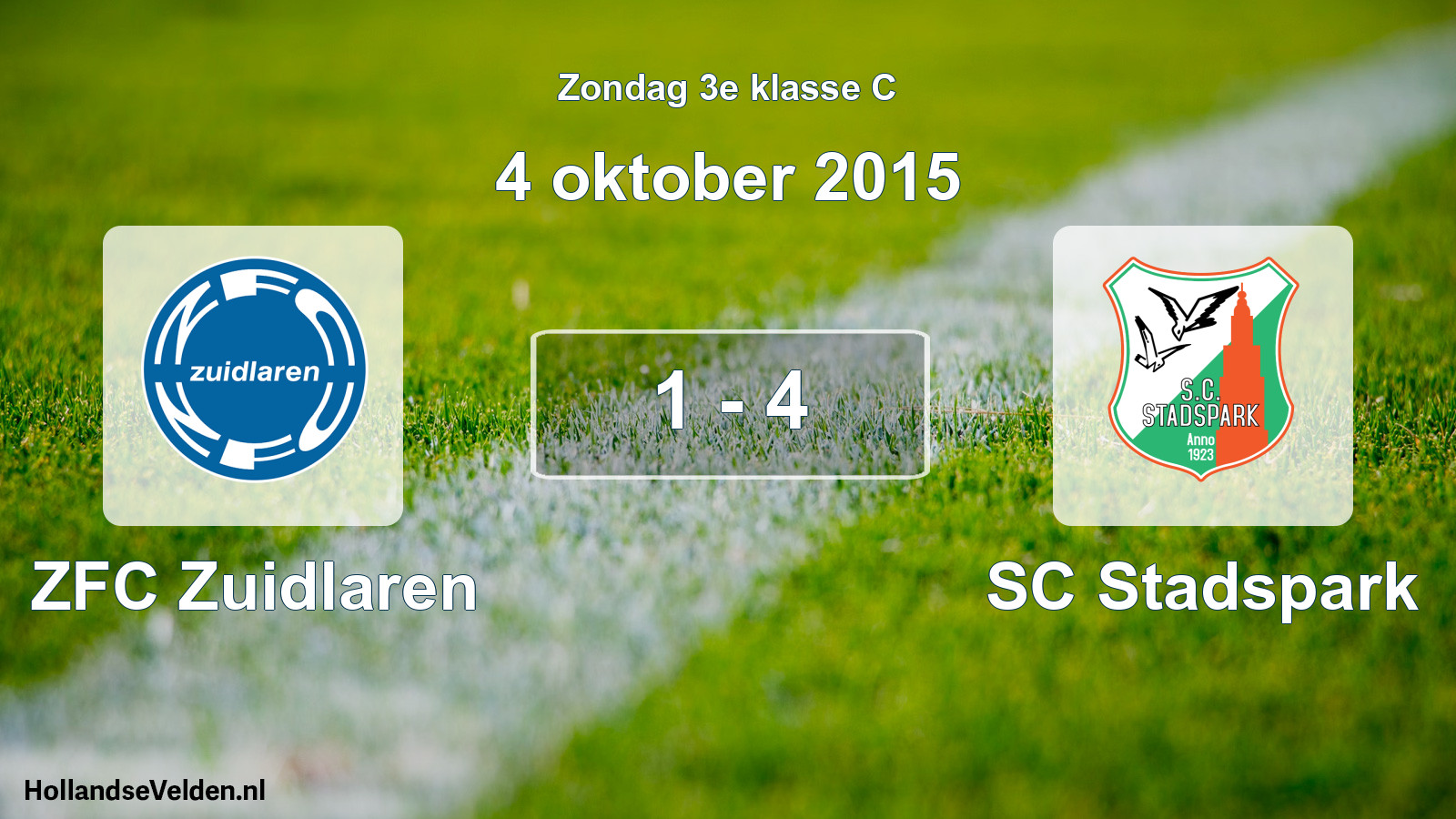 Total number of matches played: ZFC Zuidlaren - SC Stadspark 1 - 4 (4 October 2015)