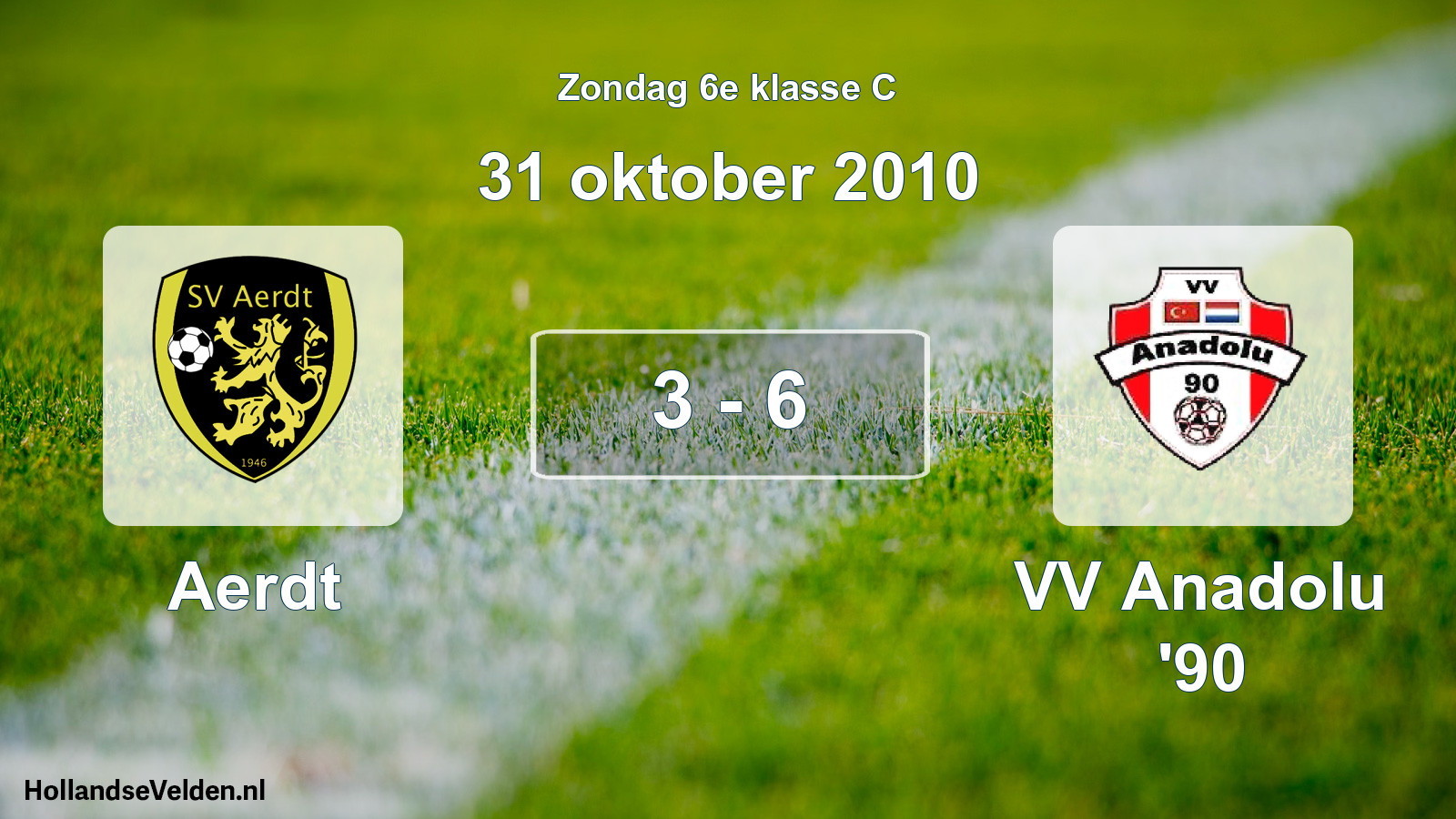 Gespeelde wedstrijd: Aerdt - VV Anadolu '90 3 - 6 (31 oktober 2010)