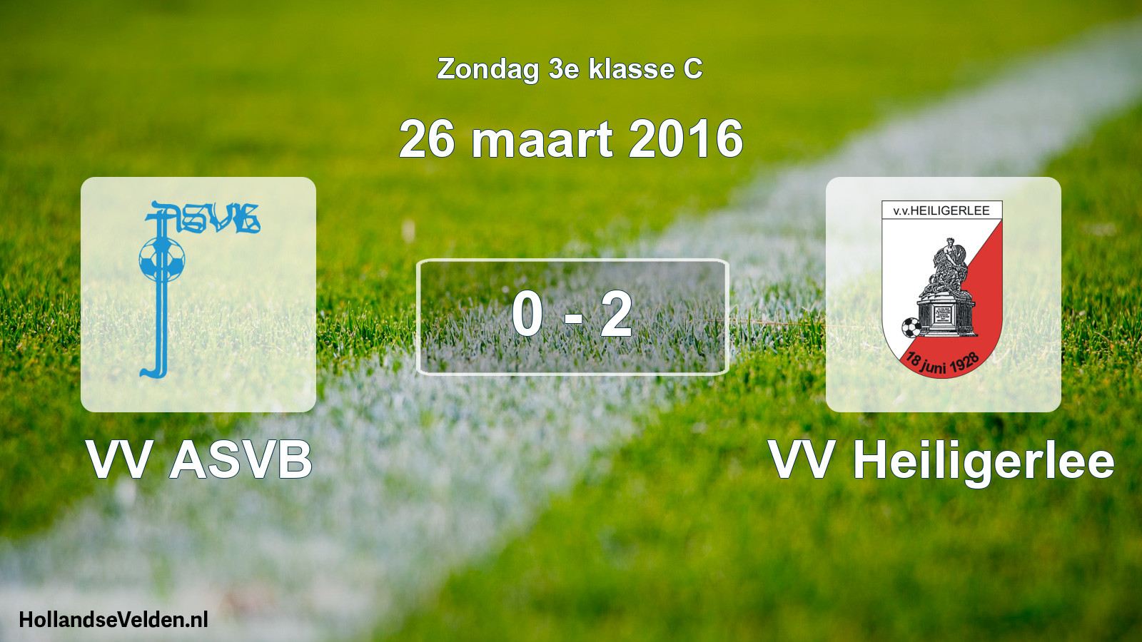 Total number of matches played: VV ASVB - VV Heiligerlee 0 - 2 (26 March 2016)