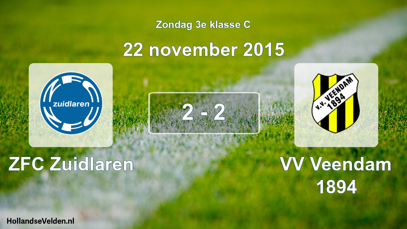 Total number of matches played: ZFC Zuidlaren - VV Veendam 1894 2 - 2 (22 November 2015)