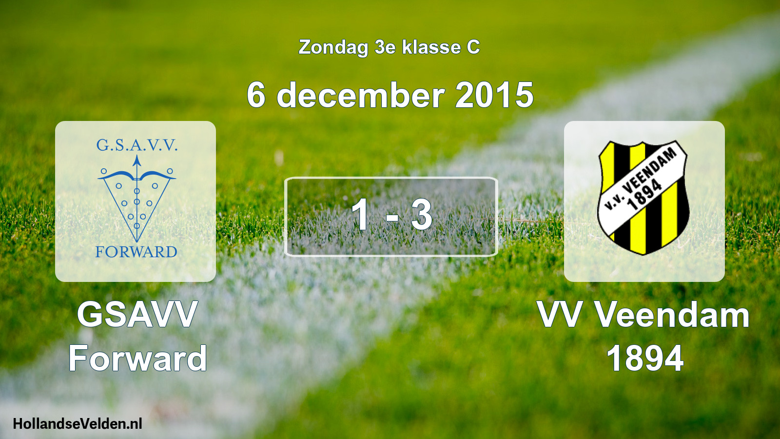Total number of matches played: GSAVV Forward - VV Veendam 1894 1 - 3 (6 December 2015)