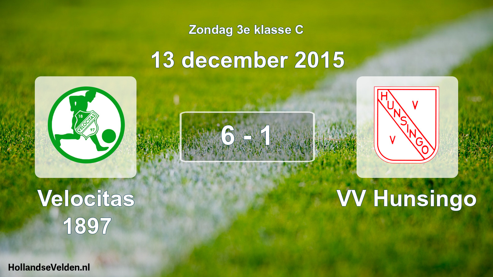 Total number of matches played: Velocitas 1897 - VV Hunsingo 6 - 1 (13 December 2015)