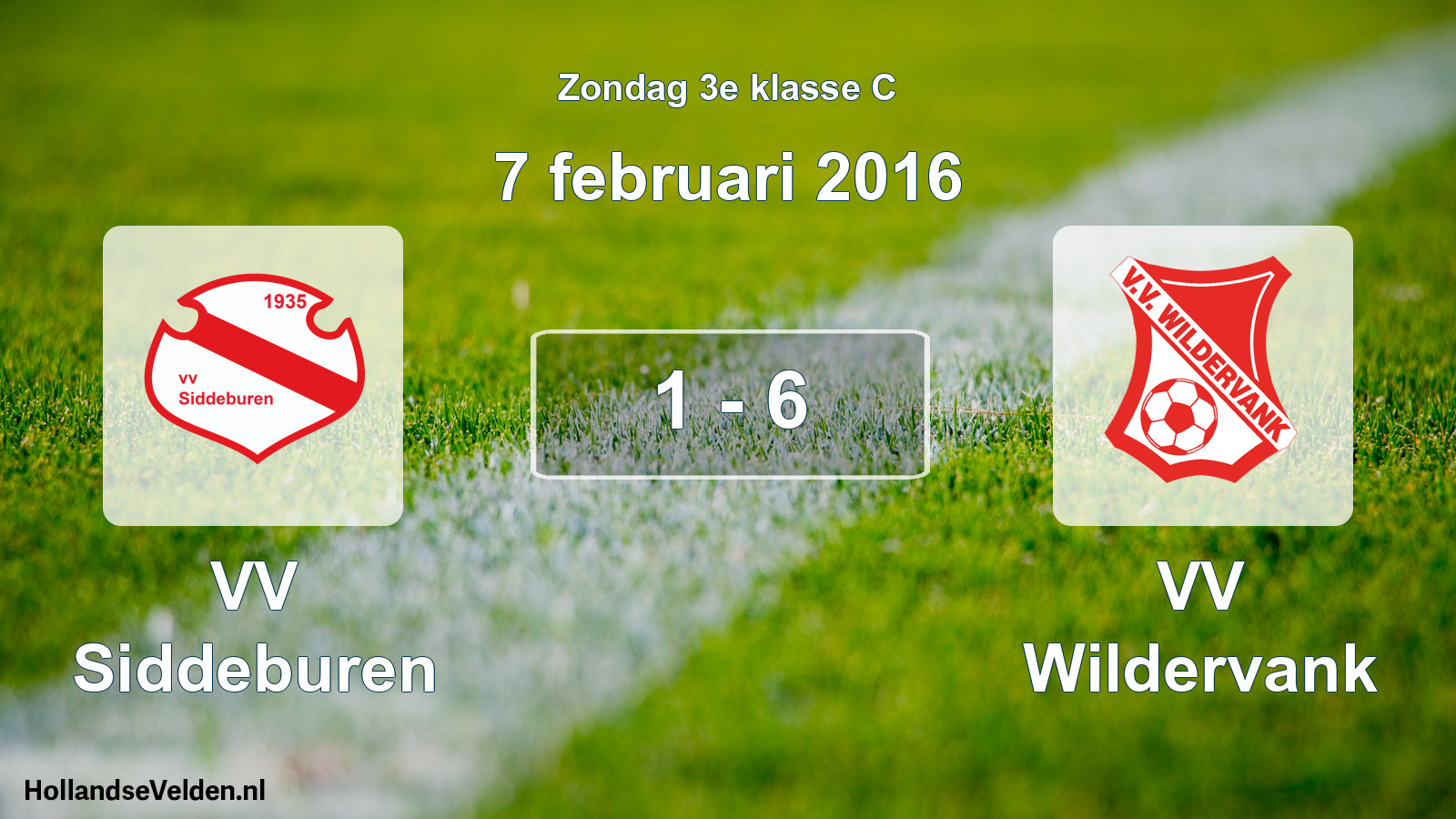 Total number of matches played: VV Siddeburen - VV Wildervank 1 - 6 (7 February 2016)