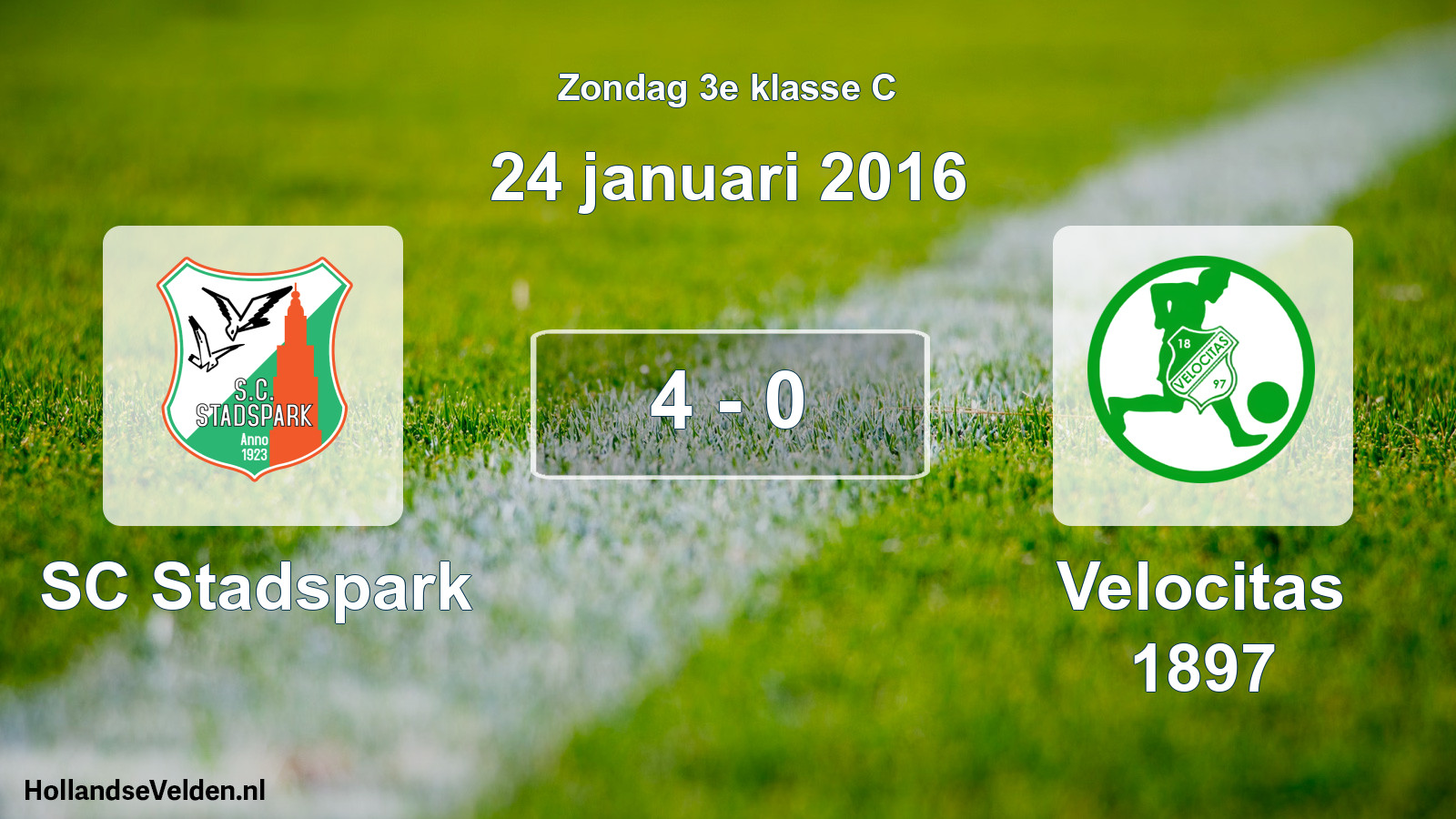 Total number of matches played: SC Stadspark - Velocitas 1897 4 - 0 (24 January 2016)