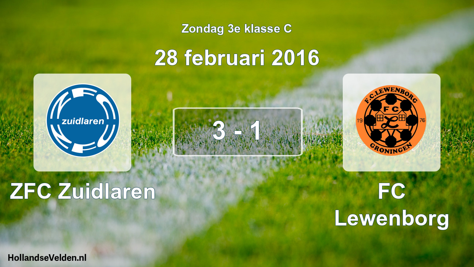 Total number of matches played: ZFC Zuidlaren - FC Lewenborg 3 - 1 (28 February 2016)