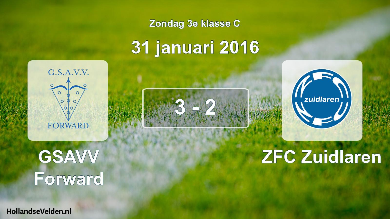 Total number of matches played: GSAVV Forward - ZFC Zuidlaren 3 - 2 (31 January 2016)