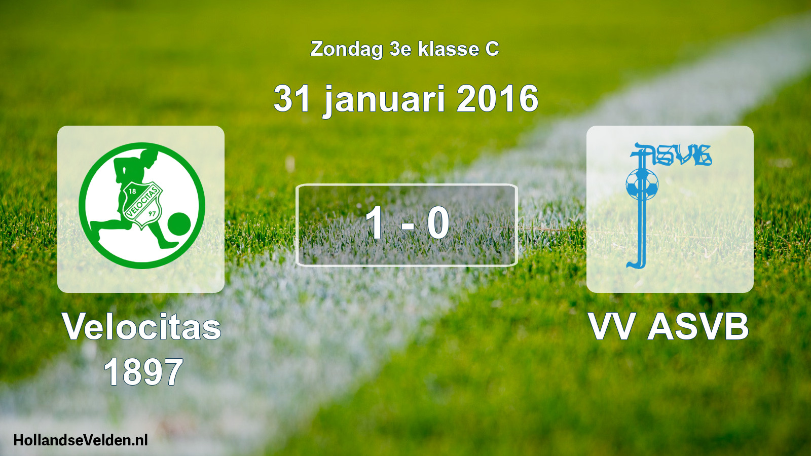 Total number of matches played: Velocitas 1897 - VV ASVB 1 - 0 (31 January 2016)