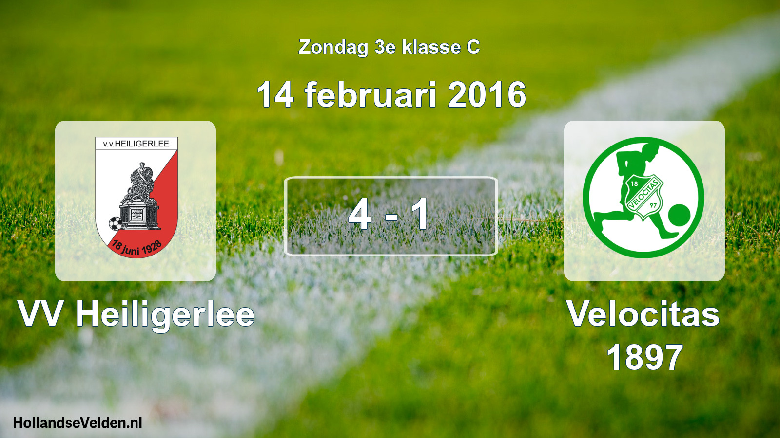 Total number of matches played: VV Heiligerlee - Velocitas 1897 4 - 1 (14 February 2016)
