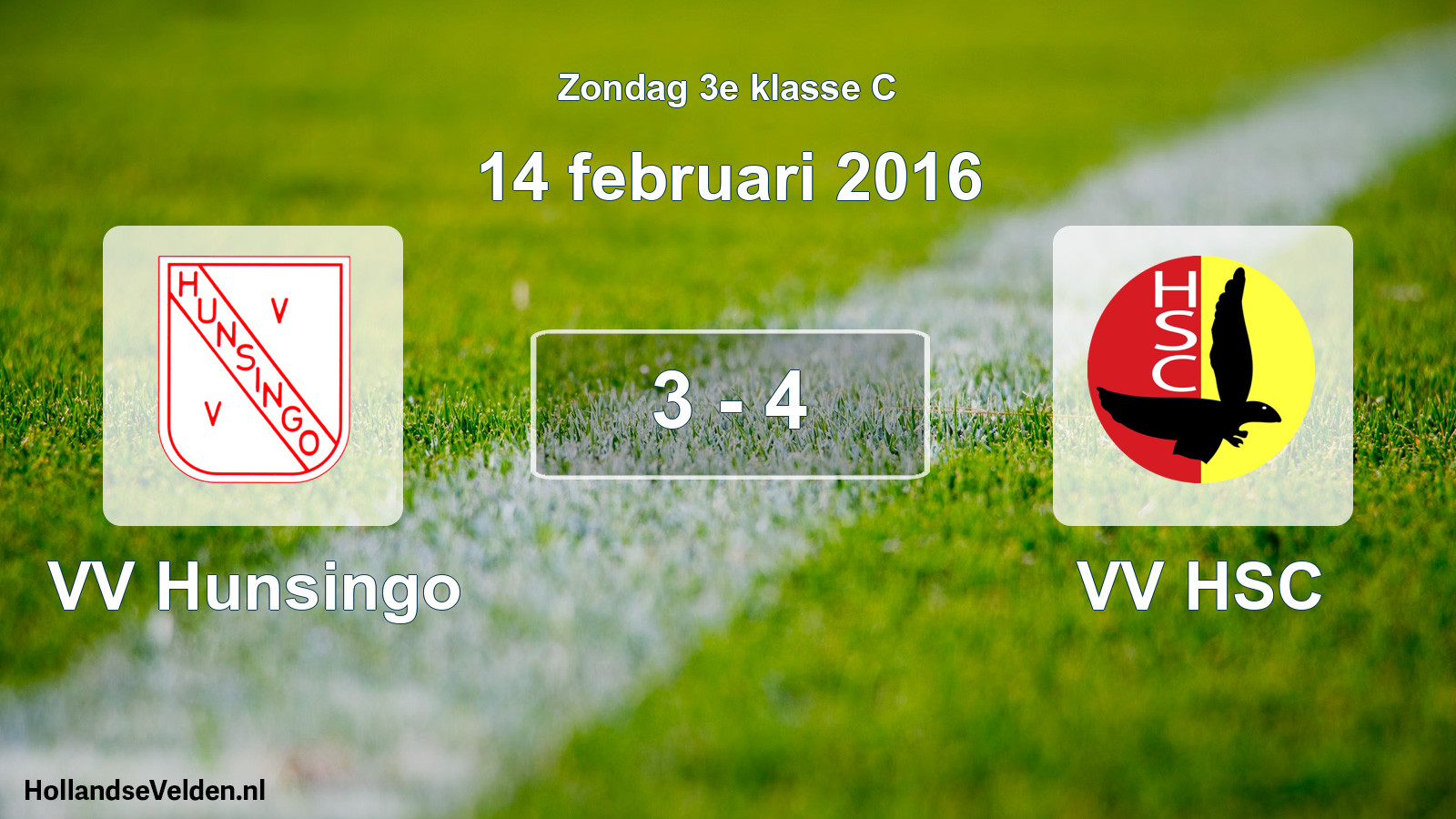 Total number of matches played: VV Hunsingo - VV HSC 3 - 4 (14 February 2016)