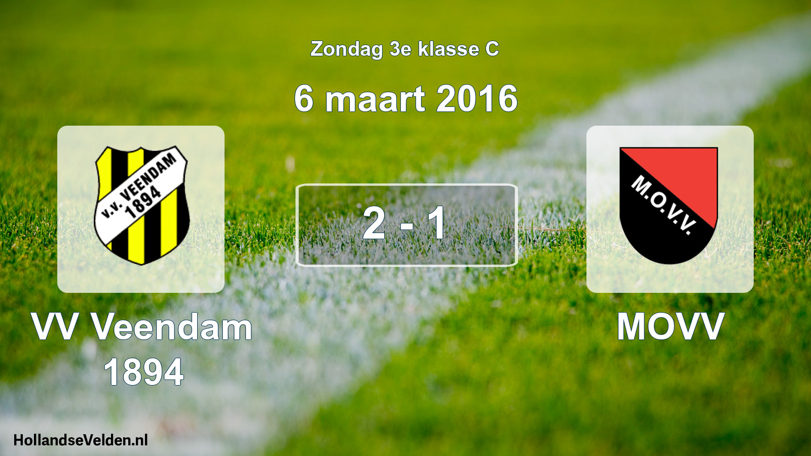 Total number of matches played: VV Veendam 1894 - MOVV 2 - 1 (6 March 2016)