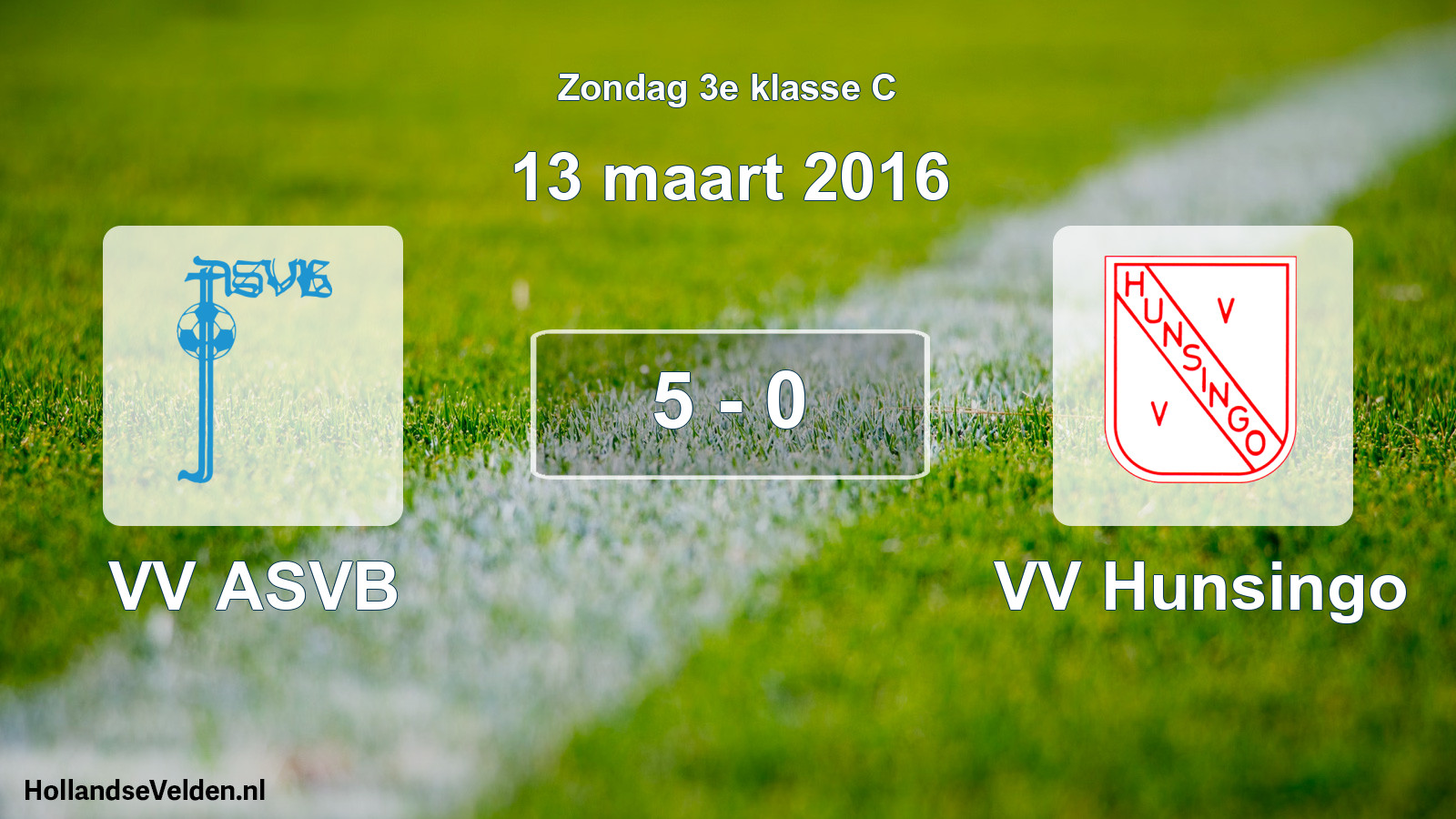 Total number of matches played: VV ASVB - VV Hunsingo 5 - 0 (13 March 2016)