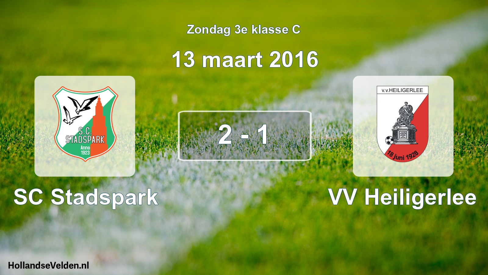 Total number of matches played: SC Stadspark - VV Heiligerlee 2 - 1 (13 March 2016)