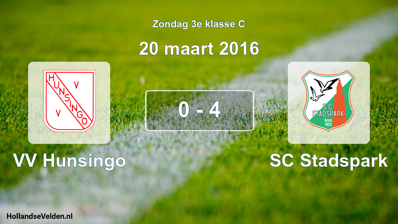 Total number of matches played: VV Hunsingo - SC Stadspark 0 - 4 (20 March 2016)