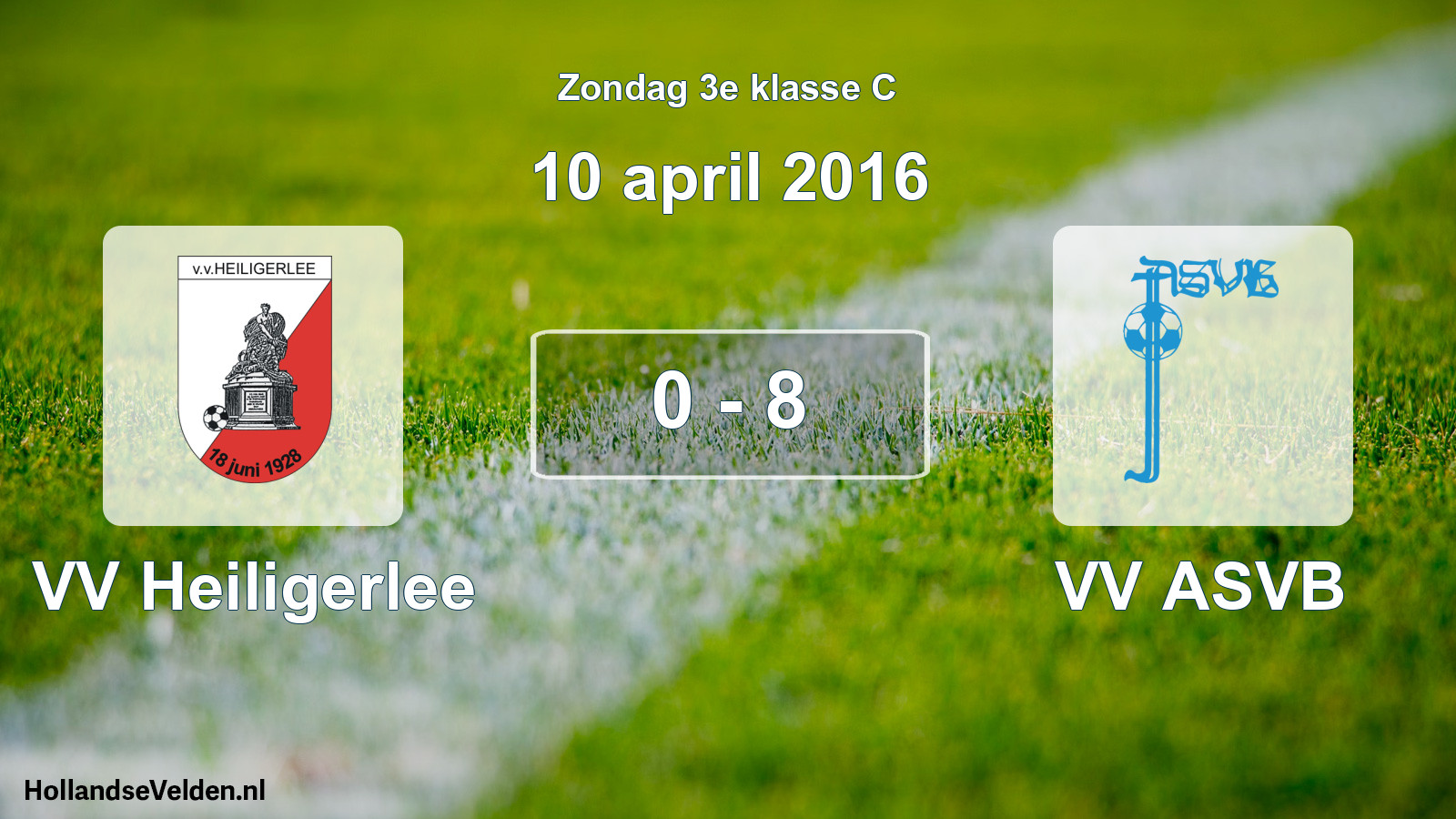 Total number of matches played: VV Heiligerlee - VV ASVB 0 - 8 (10 April 2016)