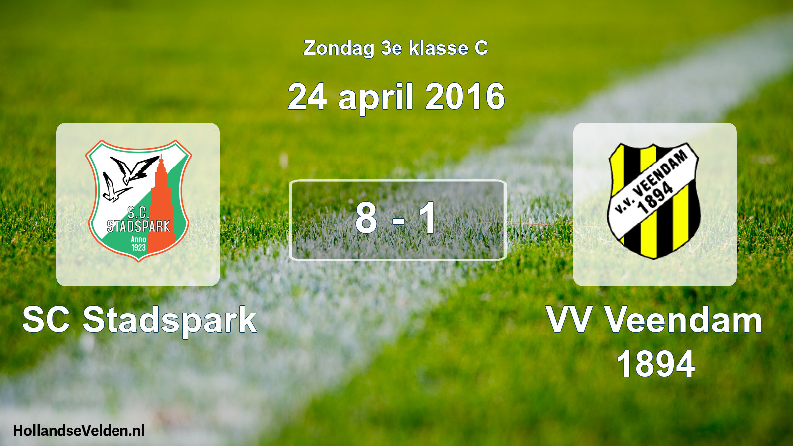 Total number of matches played: SC Stadspark - VV Veendam 1894 8 - 1 (24 April 2016)