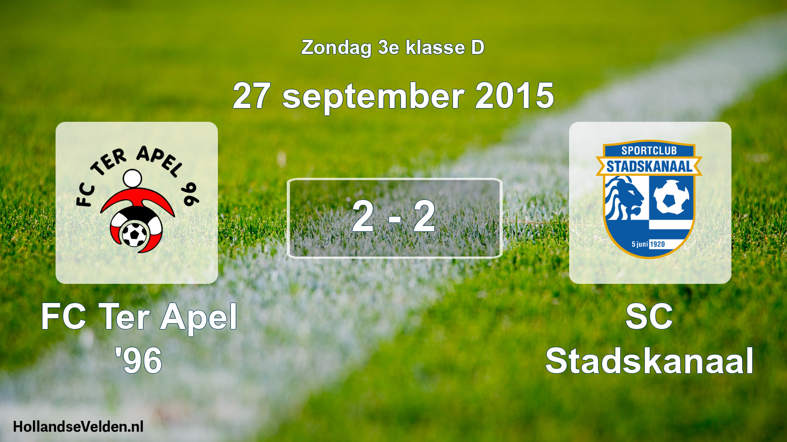 Total number of matches played: FC Ter Apel '96 - SC Stadskanaal 2 - 2 (27 September 2015)