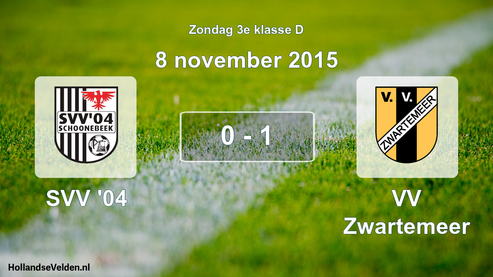 Total number of matches played: SVV '04 - VV Zwartemeer 0 - 1 (8 November 2015)