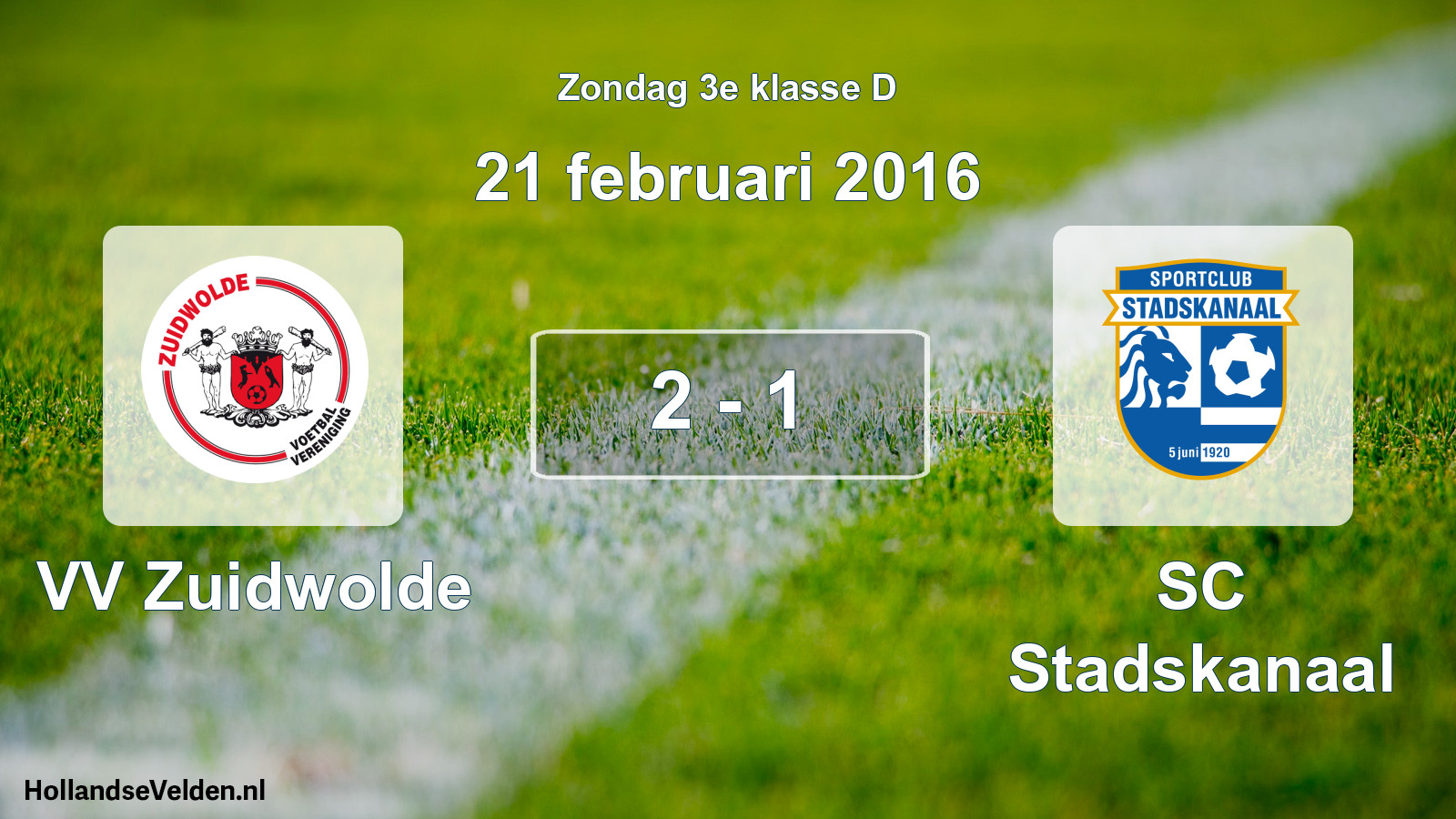 Total number of matches played: VV Zuidwolde - SC Stadskanaal 2 - 1 (21 February 2016)