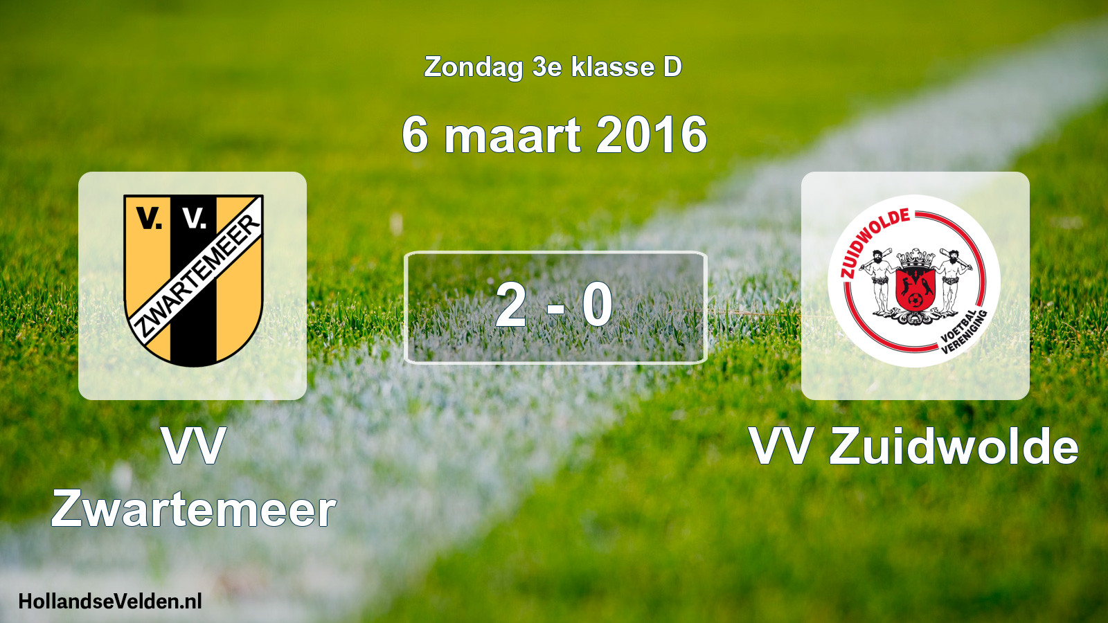 Total number of matches played: VV Zwartemeer - VV Zuidwolde 2 - 0 (6 March 2016)