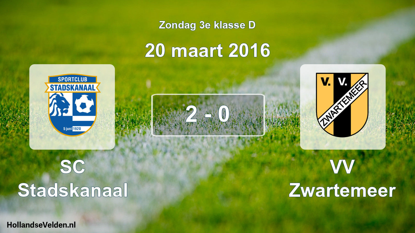 Total number of matches played: SC Stadskanaal - VV Zwartemeer 2 - 0 (20 March 2016)