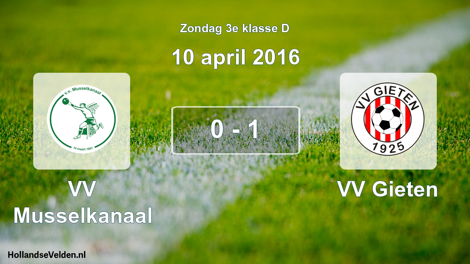 Total number of matches played: VV Musselkanaal - VV Gieten 0 - 1 (10 April 2016)